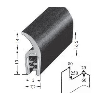 Kantenschutzprofil, Plattendicke: 1-3 mm BxH: 7.2x24 mm